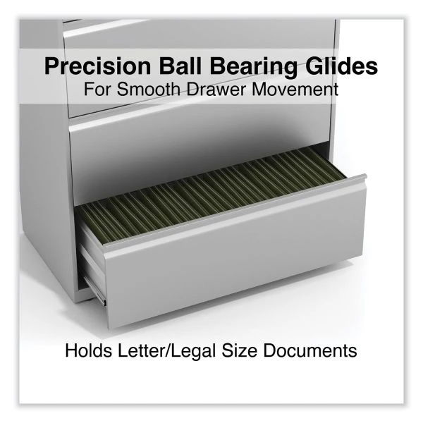 Alera Lateral File, 4 Legal/Letter-Size File Drawers, Light Gray, 36" X 18.63" X 52.5" 5 Alera Lateral File, 4 Legal/Letter-Size File Drawers, Light Gray, 36" X 18.63" X 52.5" - Image 5