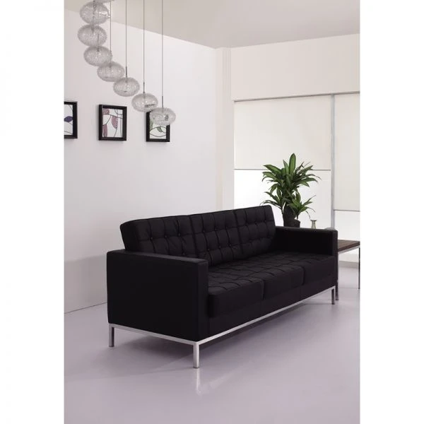 HERCULES Lacey Series Contemporary Black LeatherSoft Sofa With Stainless Steel Frame 3 HERCULES Lacey Series Contemporary Black LeatherSoft Sofa With Stainless Steel Frame - Image 3