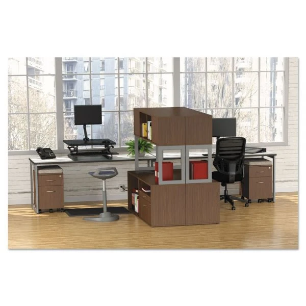 Alera Valencia Series Mobile Pedestal, Left/Right, 2-Drawers: Box/File, Legal/Letter, Modern Walnut, 15.88" X 19.13" X 22.88" 2 Alera Valencia Series Mobile Pedestal, Left/Right, 2-Drawers: Box/File, Legal/Letter, Modern Walnut, 15.88" X 19.13" X 22.88" - Image 2