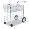 Fellowes Wire Mail Cart, Metal, 2 Bins, 21.5" X 37.5" X 39.5", Chrome
