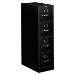 HON 310 Series 4-Drawer Vertical Metal File Cabinet, Letter, 52" Height, Full-Suspension, Black