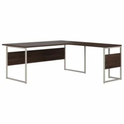 Bush Business Furniture Hybrid 72W X 36D L Shaped Table Desk With Metal Legs In Black Walnut