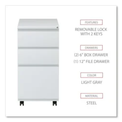 Alera File Pedestal With Full-Length Pull, Left/Right, 3-Drawers: Box/Box/File, Legal/Letter, Light Gray, 14.96" X 19.29" X 27.75" 10 Alera File Pedestal With Full-Length Pull, Left/Right, 3-Drawers: Box/Box/File, Legal/Letter, Light Gray, 14.96" X 19.29" X 27.75" -office furniture sale 4bff5f8e0eaa840c798c3381708d66f842