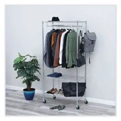 Alera Wire Shelving Garment Rack, 30 Garments, 36w X 18d X 75h, Silver -office furniture sale 4c2538a16856d74fdcfb1fe6c51fdd51ca