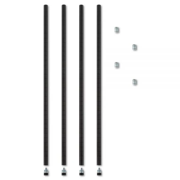 Alera Stackable Posts For Wire Shelving, 36 "High, Black, 4/Pack 1 Alera Stackable Posts For Wire Shelving, 36 "High, Black, 4/Pack