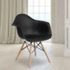 Alonza Series Black Plastic Chair With Wooden Legs