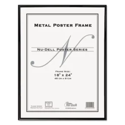 NuDell Metal Poster Frame, Plastic Face, 18 X 24, Black