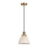 Madison 8" Wide Pendant With Metal Shade In Pearled White/Brass/Pearled White
