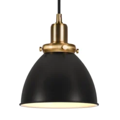 Madison 8" Wide Pendant With Metal Shade In Black/Brass/Black -office furniture sale 4cb463c4aa57a219b7407465c206a8cf9a