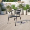 Lila Black Metal Restaurant Stack Chair With Aluminum Slats