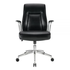 Modern Comfort Delagio Bonded Leather Mid-Back Manager's Chair, Black/Silver -office furniture sale 4d4598c8c8178f3defb4f6dfd631f28d82