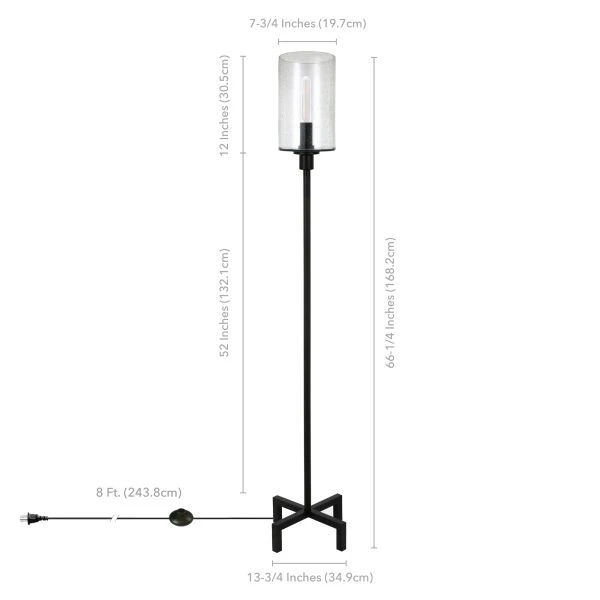 Panos 66.25" Tall Floor Lamp With Glass Shade In Blackened Bronze/Seeded 2 Panos 66.25" Tall Floor Lamp With Glass Shade In Blackened Bronze/Seeded - Image 2