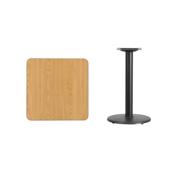 Graniss 24'' Square Natural Laminate Table Top With 18'' Round Table Height Base 2 Graniss 24'' Square Natural Laminate Table Top With 18'' Round Table Height Base - Image 2