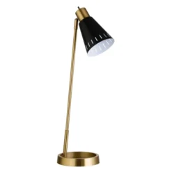 Kintam 27" Tall Table Lamp With Metal Shade In Brass/Matte Black