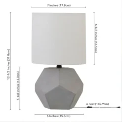 Carver 12.5" Tall Mini Lamp With Fabric Shade In Concrete/White -office furniture sale 4dfaf1ff83f93611d71df2e34696b3f04e