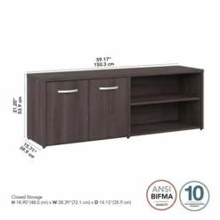 Bush Business Furniture Hybrid Low Storage Cabinet With Doors And Shelves In Storm Gray -office furniture sale 4e15c4cb2a0243da75dc720d28ce9e8ab2