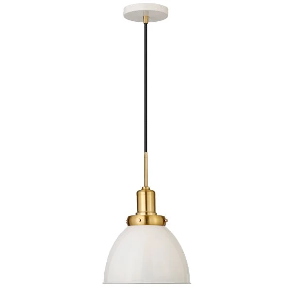 Madison 12" Wide Pendant With Metal Shade In Pearled White/Brass/Pearled White 1 Madison 12" Wide Pendant With Metal Shade In Pearled White/Brass/Pearled White