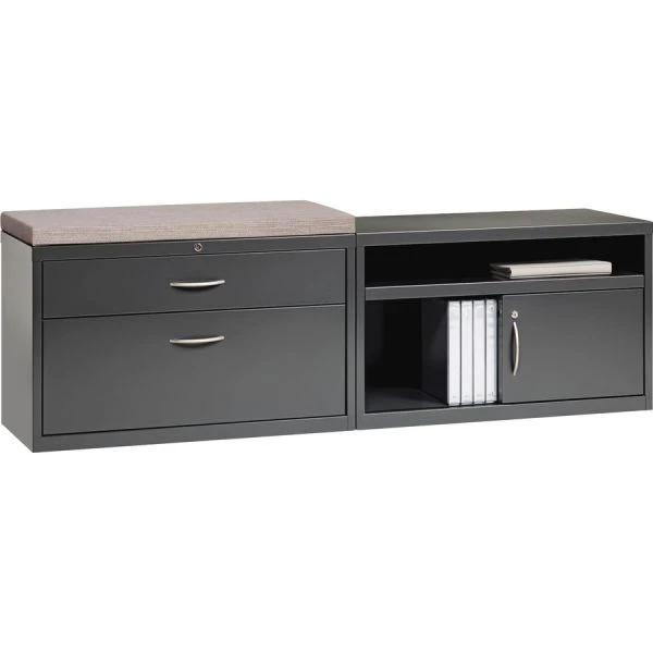 Lorell 2-Drawer Lateral Credenza, Letter/Legal/A4, 36" Wide, Charcoal 4 Lorell 2-Drawer Lateral Credenza, Letter/Legal/A4, 36" Wide, Charcoal - Image 4