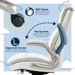 Serta Smart Layers Brinkley Ergonomic Bonded Leather High-Back Executive Chair, White/Silver -office furniture sale 4edcfcebc33febc6c418c16a1435f0b32d