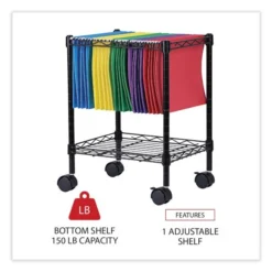 Alera Compact File Cart For Side-to-Side Filing, Metal, 1 Shelf, 1 Bin, 15.25" X 12.38" X 21", Black -office furniture sale 4f03d973178c50f7b30a36869b9d984cd2
