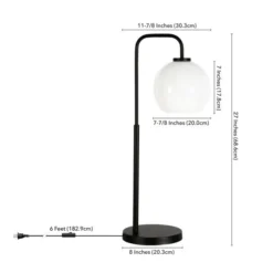 Harrison 27" Tall Arc Table Lamp With Glass Shade In Blackened Bronze/White Milk -office furniture sale 4f871f95ab863e26aa0dc6ab47c335eac1