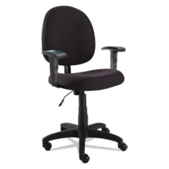 Alera Essentia Series Swivel Task Chair With Adjustable Arms, Supports Up To 250 Lbs., Black Seat/Black Back, Black Base