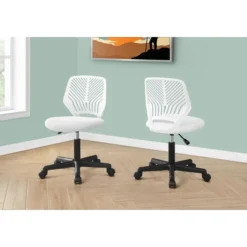 Monarch Specialties Office Chair, Adjustable Height, Swivel, Ergonomic, Computer Desk, Work, Juvenile, White Mesh, Black Metal, Contemporary, Modern