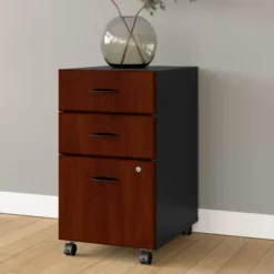 Bush Business Furniture Series A 3 Drawer Mobile File Cabinet In Hansen Cherry And Galaxy -office furniture sale 4f935ca10f00950d62ebcdadb25b4831c2