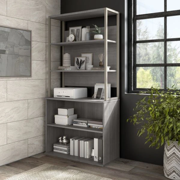 Bush Business Furniture Hybrid 36W Bookcase Hutch In Platinum Gray 5 Bush Business Furniture Hybrid 36W Bookcase Hutch In Platinum Gray - Image 5
