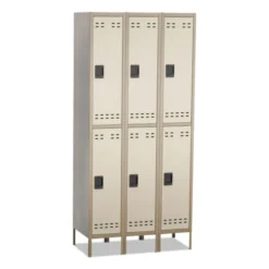 Safco Double-Tier, Three-Column Locker, 36w X 18d X 78h, Two-Tone Tan