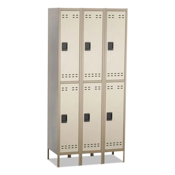 Safco Double-Tier, Three-Column Locker, 36w X 18d X 78h, Two-Tone Tan 1 Safco Double-Tier, Three-Column Locker, 36w X 18d X 78h, Two-Tone Tan