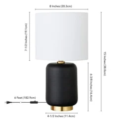 Lambert 15" Tall Ceramic Mini Lamp With Fabric Shade In Matte Black/White 14 Lambert 15" Tall Ceramic Mini Lamp With Fabric Shade In Matte Black/White -office furniture sale 5015d83437c4e484a038d79780055256aa
