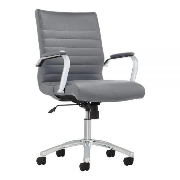 Modern Comfort Winsley Bonded Leather Mid-Back Manager's Chair, Gray/Chrome, BIFMA Certified 1 Modern Comfort Winsley Bonded Leather Mid-Back Manager's Chair, Gray/Chrome, BIFMA Certified