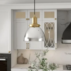 Madison 8" Wide Pendant With Metal Shade In Polished Nickel/Brass/Polished Nickel -office furniture sale 50c5b442374ab0f548255faff347a9f923