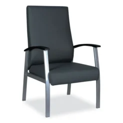 Alera MetaLounge Series High-Back Guest Chair, 24.6" X 26.96" X 42.91", Black Seat, Black Back, Silver Base