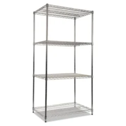 Alera NSF Approved Industrial Heavy Duty Wire Shelving Starter Kit, 4-Shelf, 36w X 24d X 72h,Silver