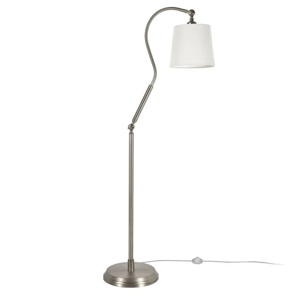 Harland Arc Floor Lamp With Fabric Shade In Brushed Nickel/White 3 Harland Arc Floor Lamp With Fabric Shade In Brushed Nickel/White - Image 3