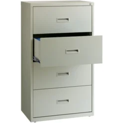 Lorell 4 Drawer Lateral File Cabinet, Letter/Legal/A4, 30" Wide, Light Gray