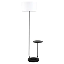 Jacinta Tray Table Floor Lamp With Fabric Shade In Blackened Bronze/White -office furniture sale 51e438b841e357d74e7ed48619a9e3846b