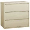 Lorell 3-Drawer Lateral File Cabinet, Letter/Legal/A4, 42" Wide, Putty