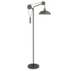 Neo Solid Wheel Pulley System Floor Lamp With Metal Shade In Aged Steel/Aged Steel