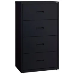 Lorell 4 Drawer Lateral File Cabinet, Letter/Legal/A4, 30" Wide, Black