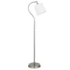 Harland Arc Floor Lamp With Fabric Shade In Brushed Nickel/White