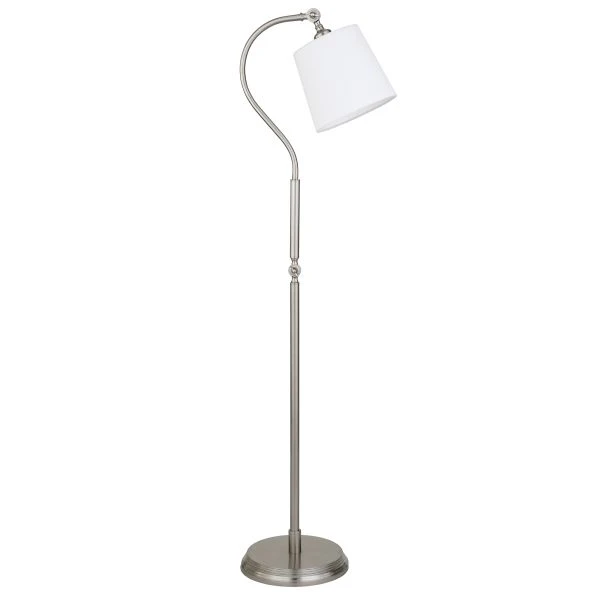 Harland Arc Floor Lamp With Fabric Shade In Brushed Nickel/White 1 Harland Arc Floor Lamp With Fabric Shade In Brushed Nickel/White