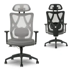 Serta SitTrue Ridgefield Ergonomic Mesh/Vegan Leather High-Back Task Chair, Gray/Black -office furniture sale 52f3c63c22e358e1d33265ce64a469aec8