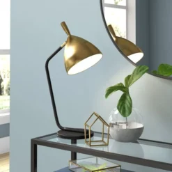 Yossi 23.62" Tall Table Lamp With Metal Shade In Blackened Bronze/Blackened Bronze -office furniture sale 534df36ee504853c86e25568efc4f2f6ce