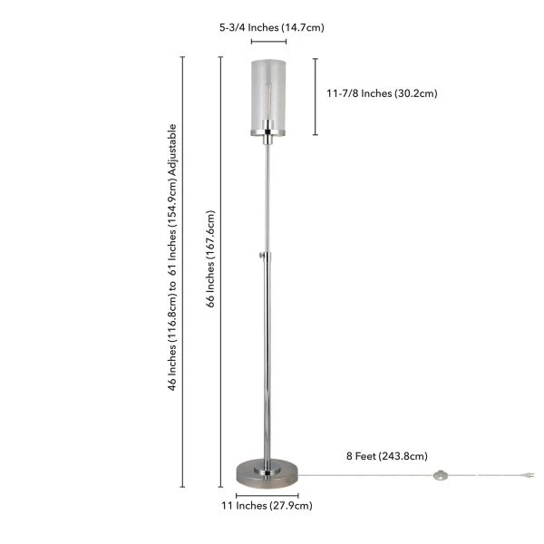Frieda 66" Tall Floor Lamp With Glass Shade In Polished Nickel/Clear 2 Frieda 66" Tall Floor Lamp With Glass Shade In Polished Nickel/Clear - Image 2