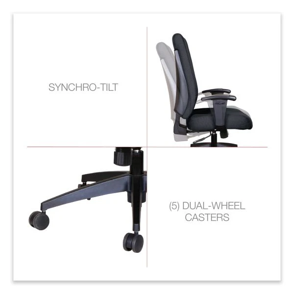 Alera Wrigley Series High Performance High-Back Synchro-Tilt Task Chair, Supports 275 Lb, 17.24" To 20.55" Seat Height, Black 4 Alera Wrigley Series High Performance High-Back Synchro-Tilt Task Chair, Supports 275 Lb, 17.24" To 20.55" Seat Height, Black - Image 4