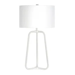 Marduk 25.5" Tall Table Lamp With Fabric Shade In Matte White/White