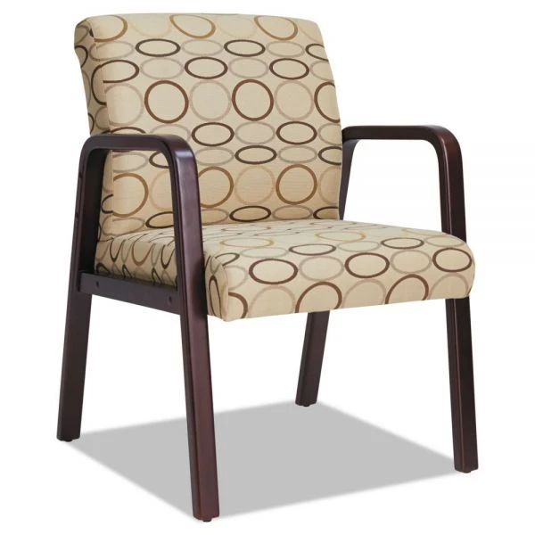 Alera Reception Lounge WL Series Guest Chair, 24.21" X 24.8" X 32.67", Tan Seat, Tan Back, Mahogany Base 1 Alera Reception Lounge WL Series Guest Chair, 24.21" X 24.8" X 32.67", Tan Seat, Tan Back, Mahogany Base